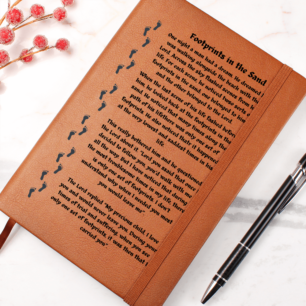 Footprints in the Sand Leather Journal