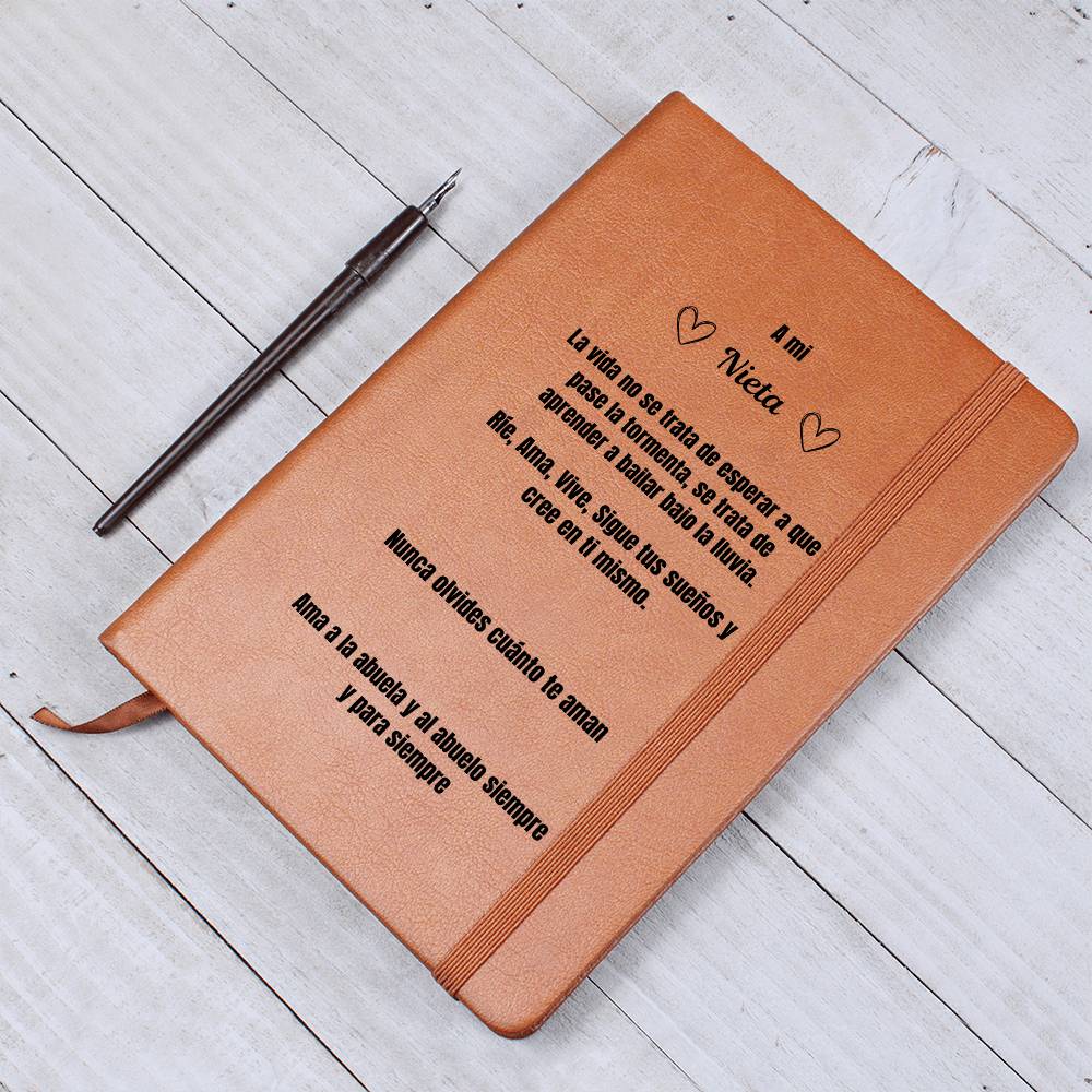 To My Granddaughter Leather Journal Love Grandma & Grandpa Spanish