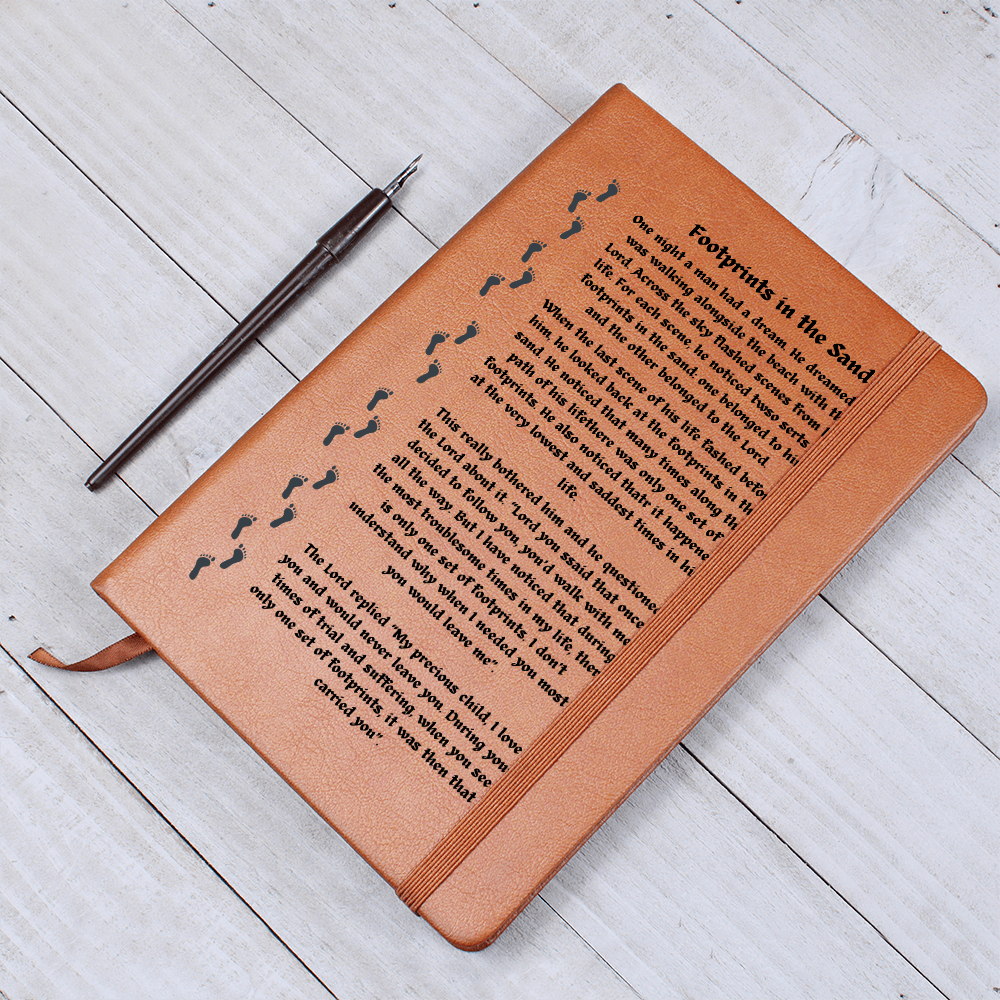 Footprints in the Sand Leather Journal