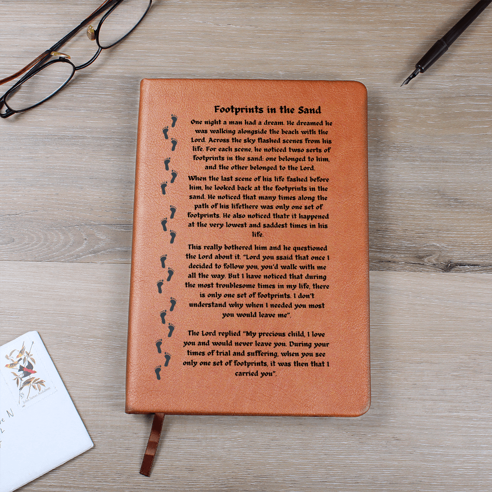 Footprints in the Sand Leather Journal