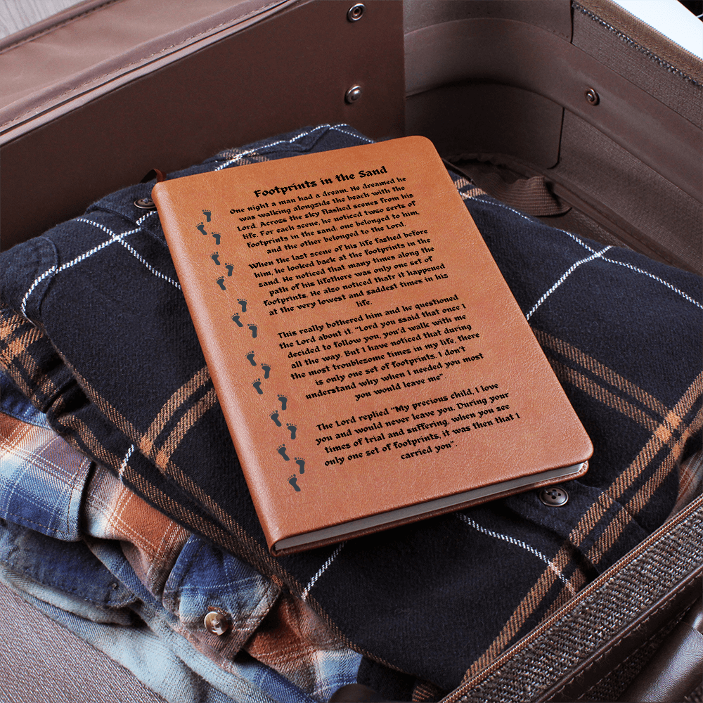 Footprints in the Sand Leather Journal