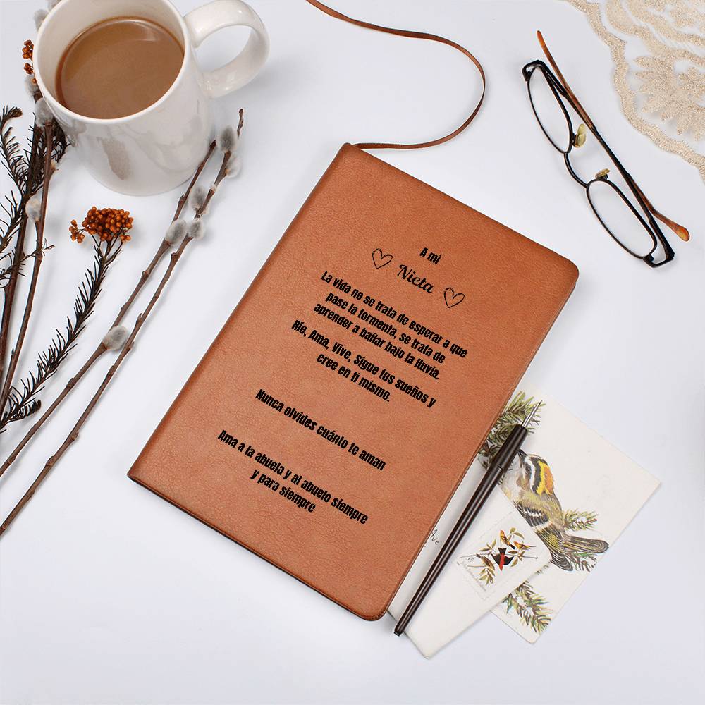To My Granddaughter Leather Journal Love Grandma & Grandpa Spanish