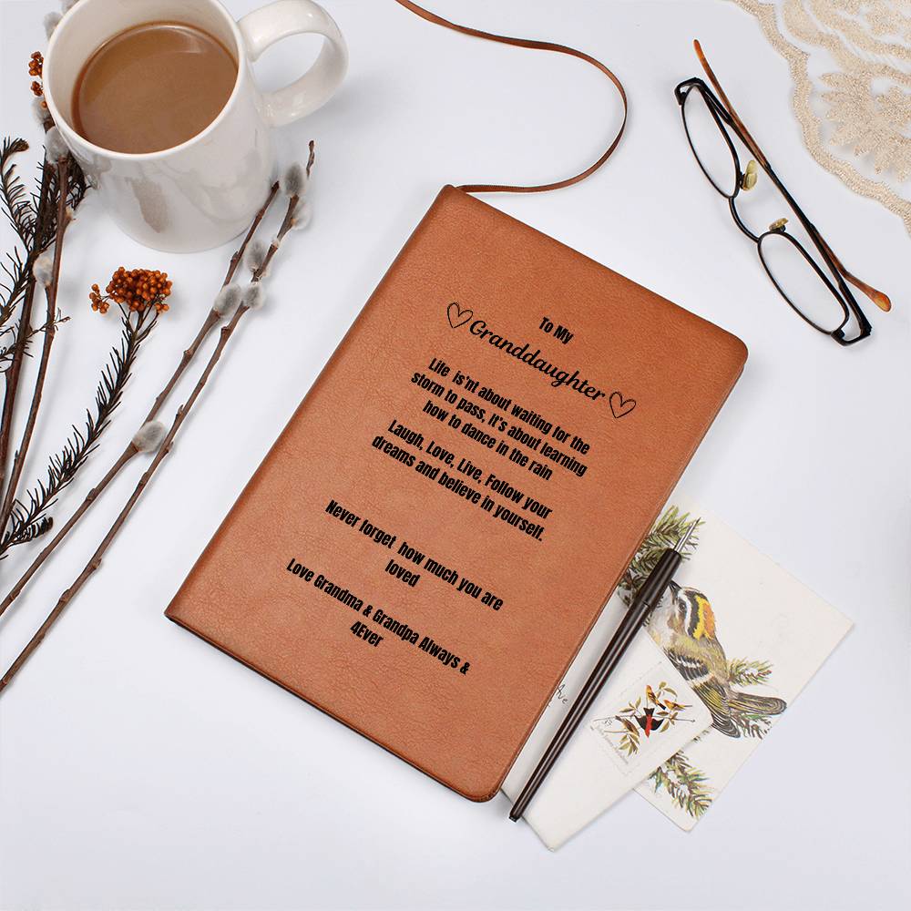 To My Granddaughter Leather Journal Love Grandma & Grandpa