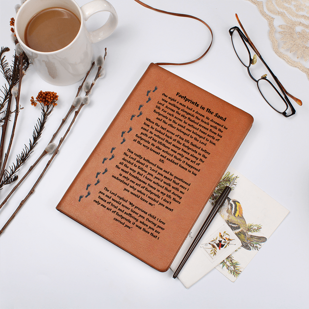 Footprints in the Sand Leather Journal