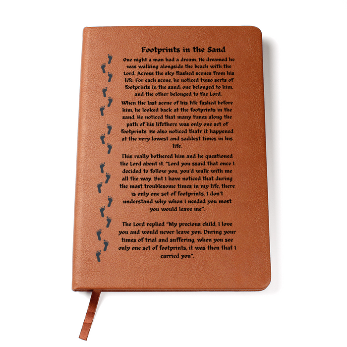 Footprints in the Sand Leather Journal