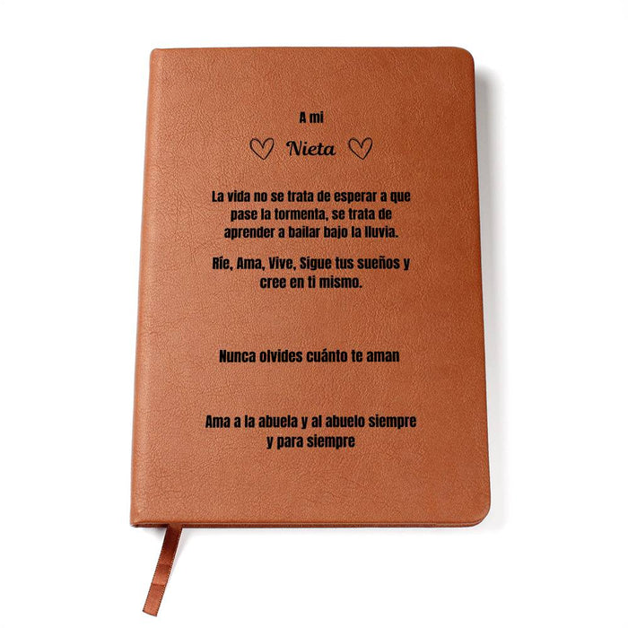 To My Granddaughter Leather Journal Love Grandma & Grandpa Spanish