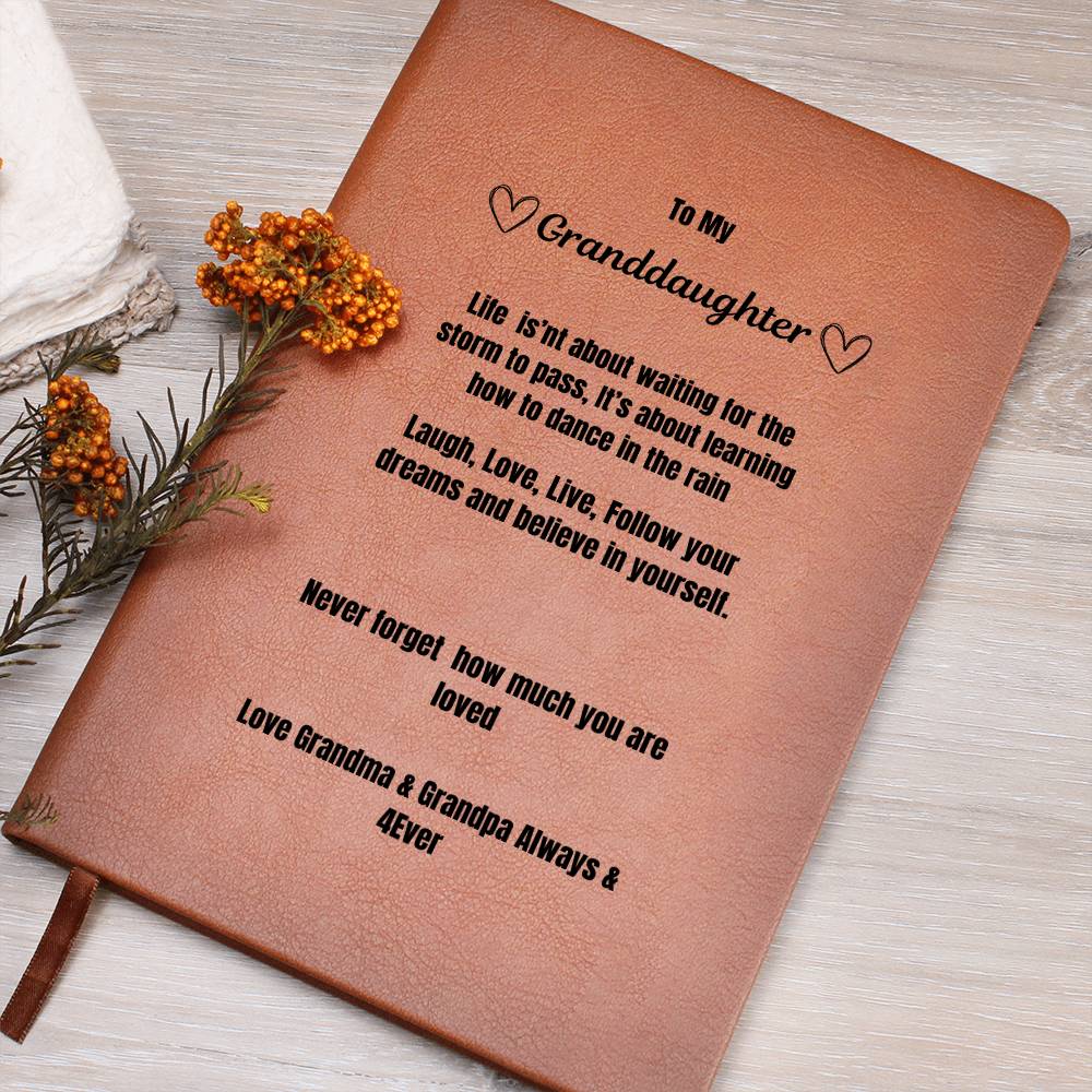 To My Granddaughter Leather Journal Love Grandma & Grandpa