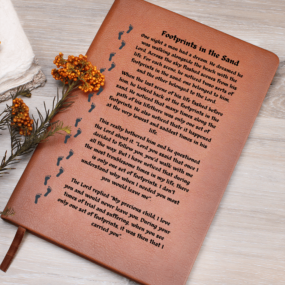 Footprints in the Sand Leather Journal