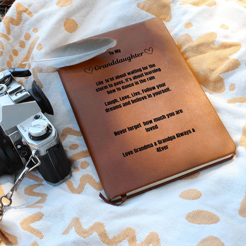 To My Granddaughter Leather Journal Love Grandma & Grandpa