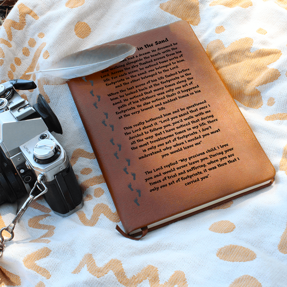 Footprints in the Sand Leather Journal