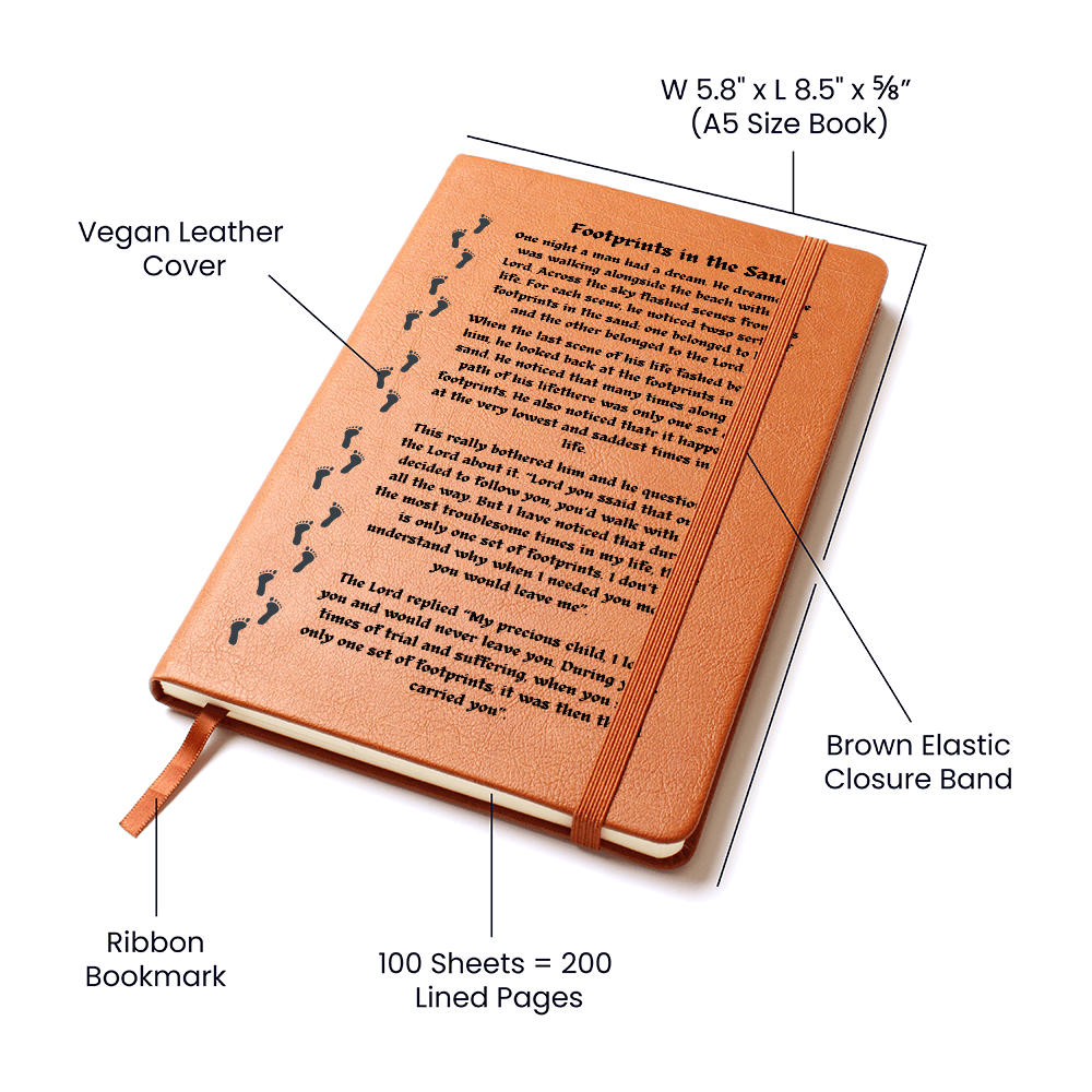 Footprints in the Sand Leather Journal