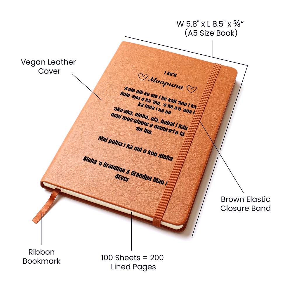 To My Granddaughter Leather Journal Love Grandma & Grandpa Hawaiian