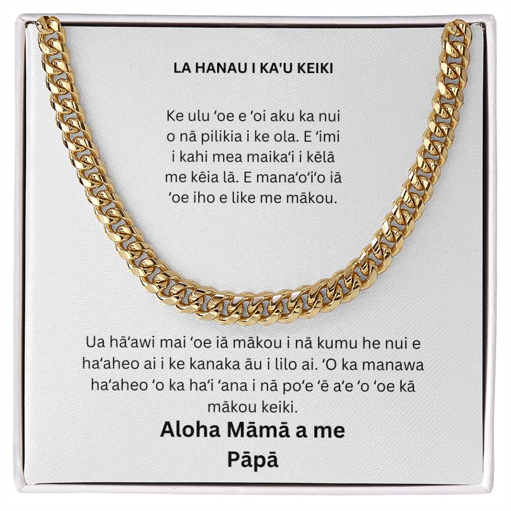 Hawaiian Happy Birthday To My Son Cuban Chain