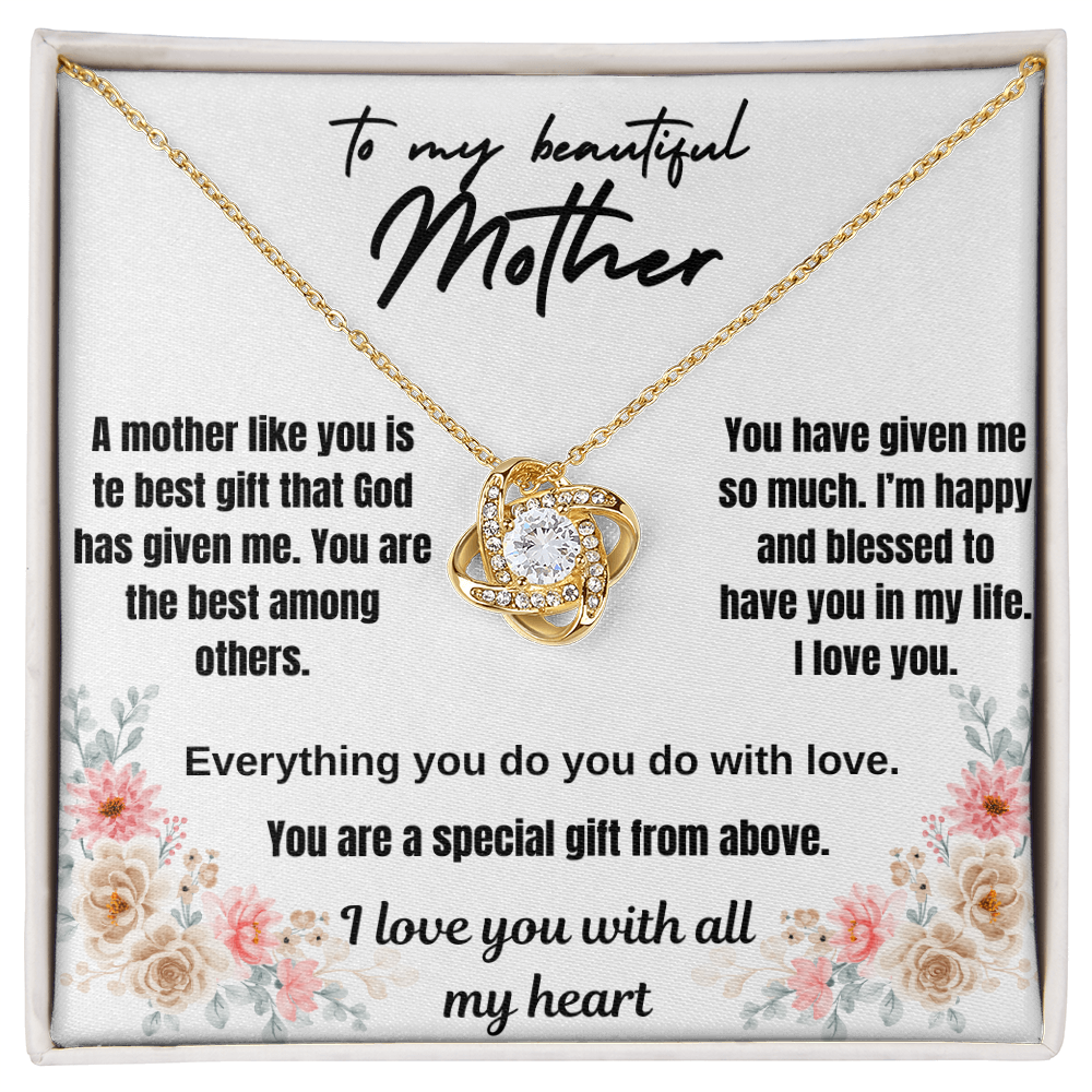 To my beautiful mother Love knot necklace