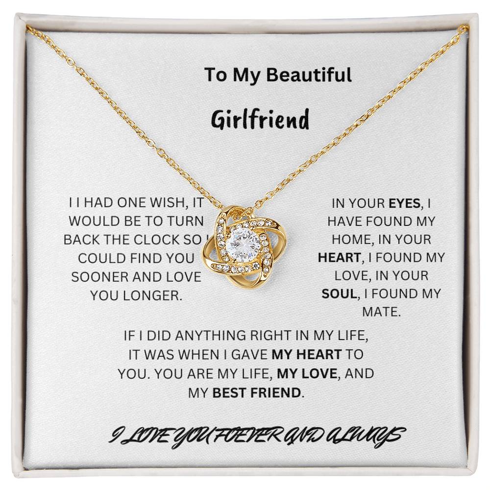 To My Beautiful Girlfriend Love Knot Necklace
