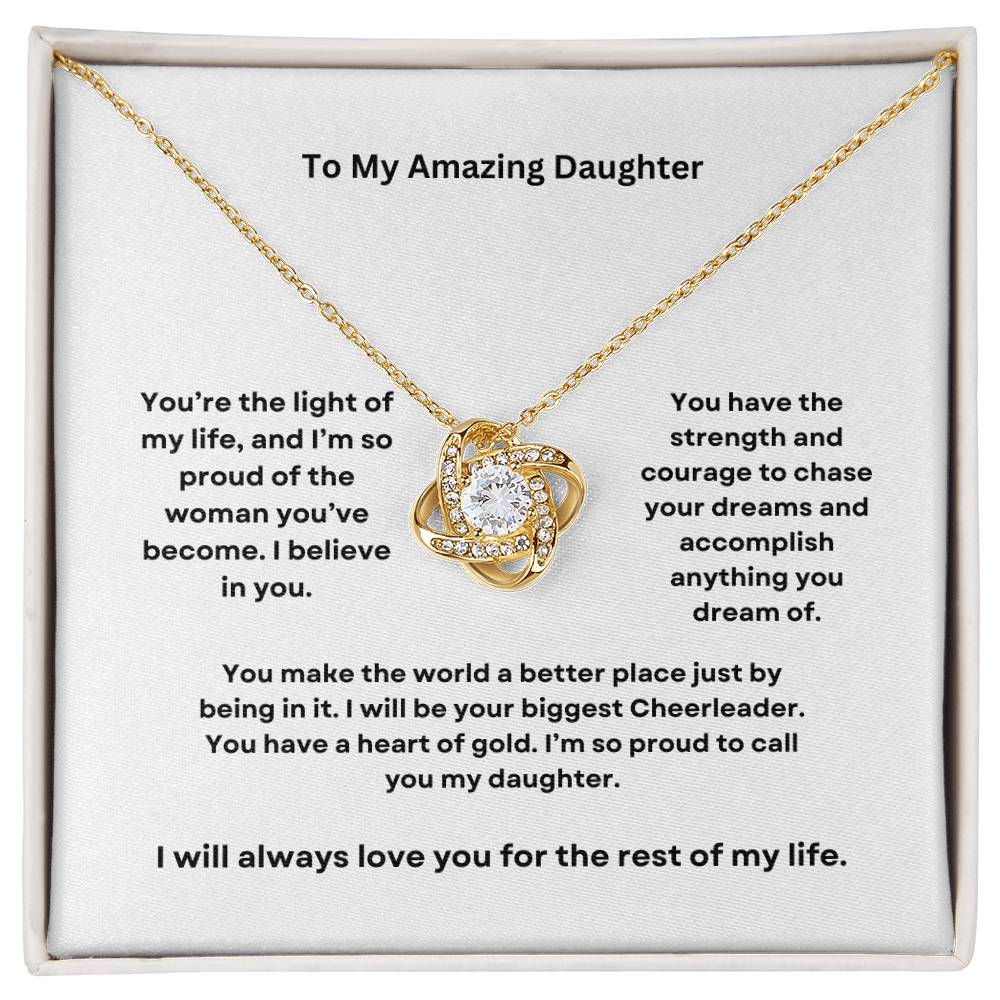 To My Amazing Daughter Love Knot Necklace