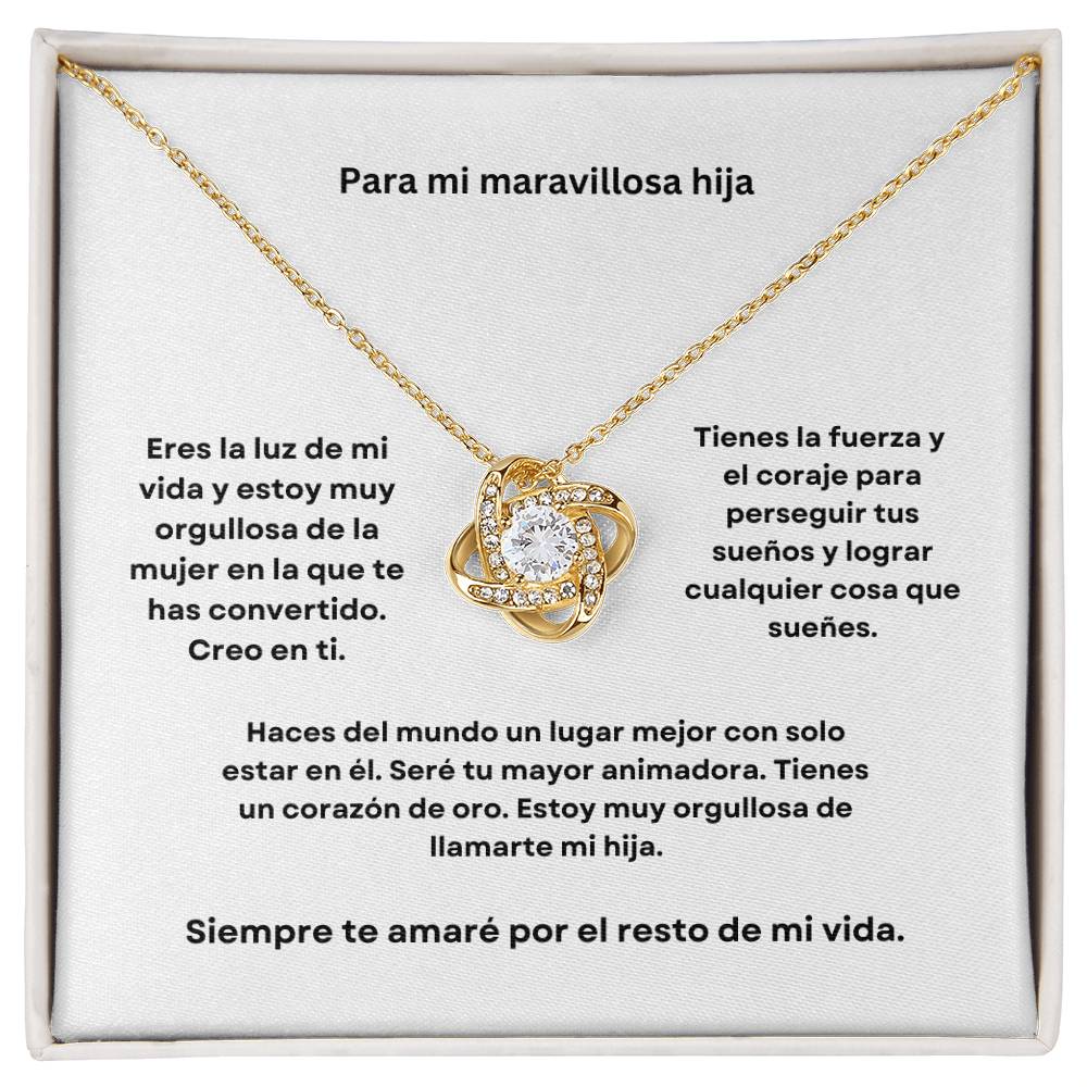 Spanish To My Amazing Daughter Love Knot Necklace
