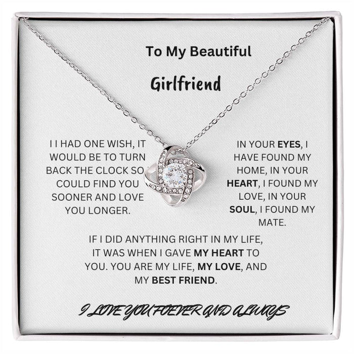 To My Beautiful Girlfriend Love Knot Necklace