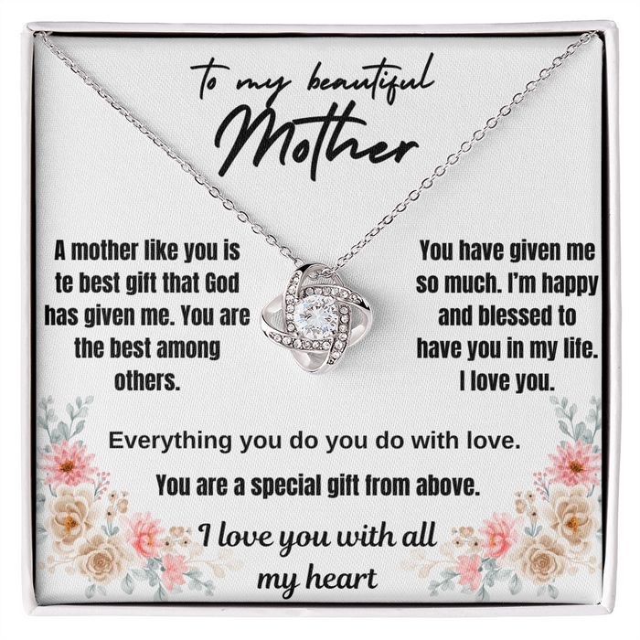 To my beautiful mother Love knot necklace