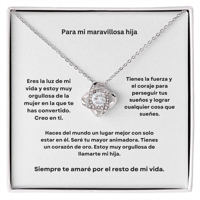 Spanish To My Amazing Daughter Love Knot Necklace