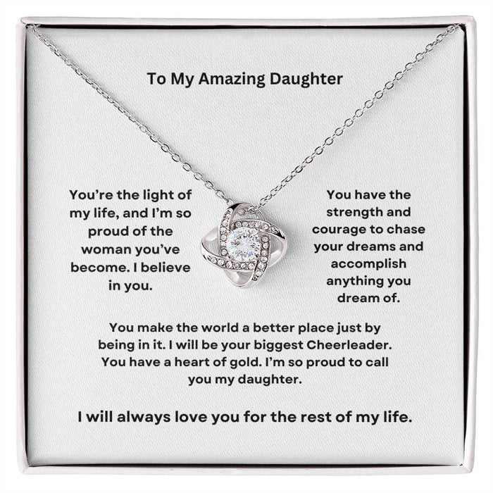 To My Amazing Daughter Love Knot Necklace