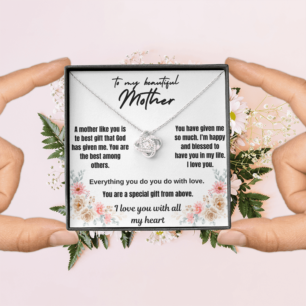 To my beautiful mother Love knot necklace