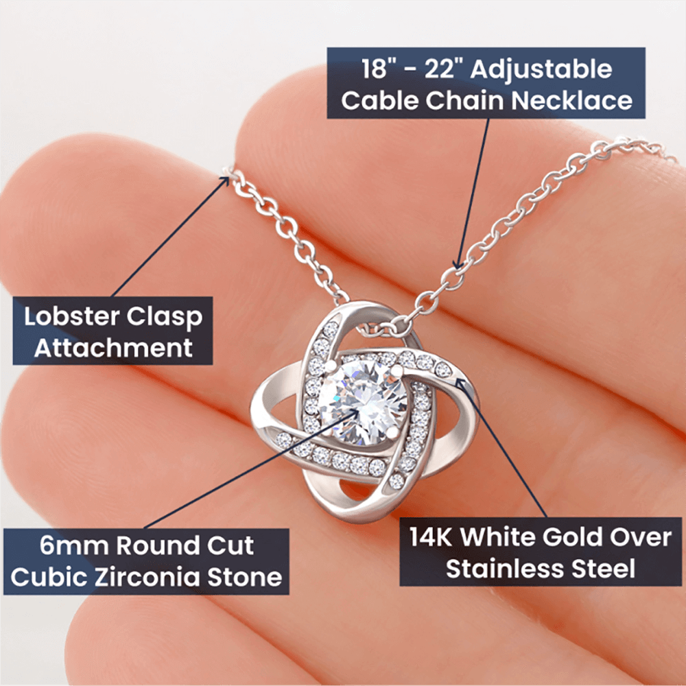 To my beautiful wife in Spanish with Love knot necklace