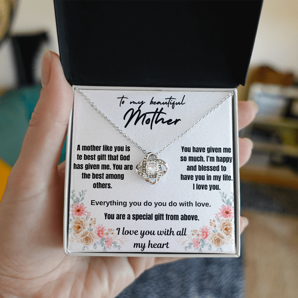 To my beautiful mother Love knot necklace