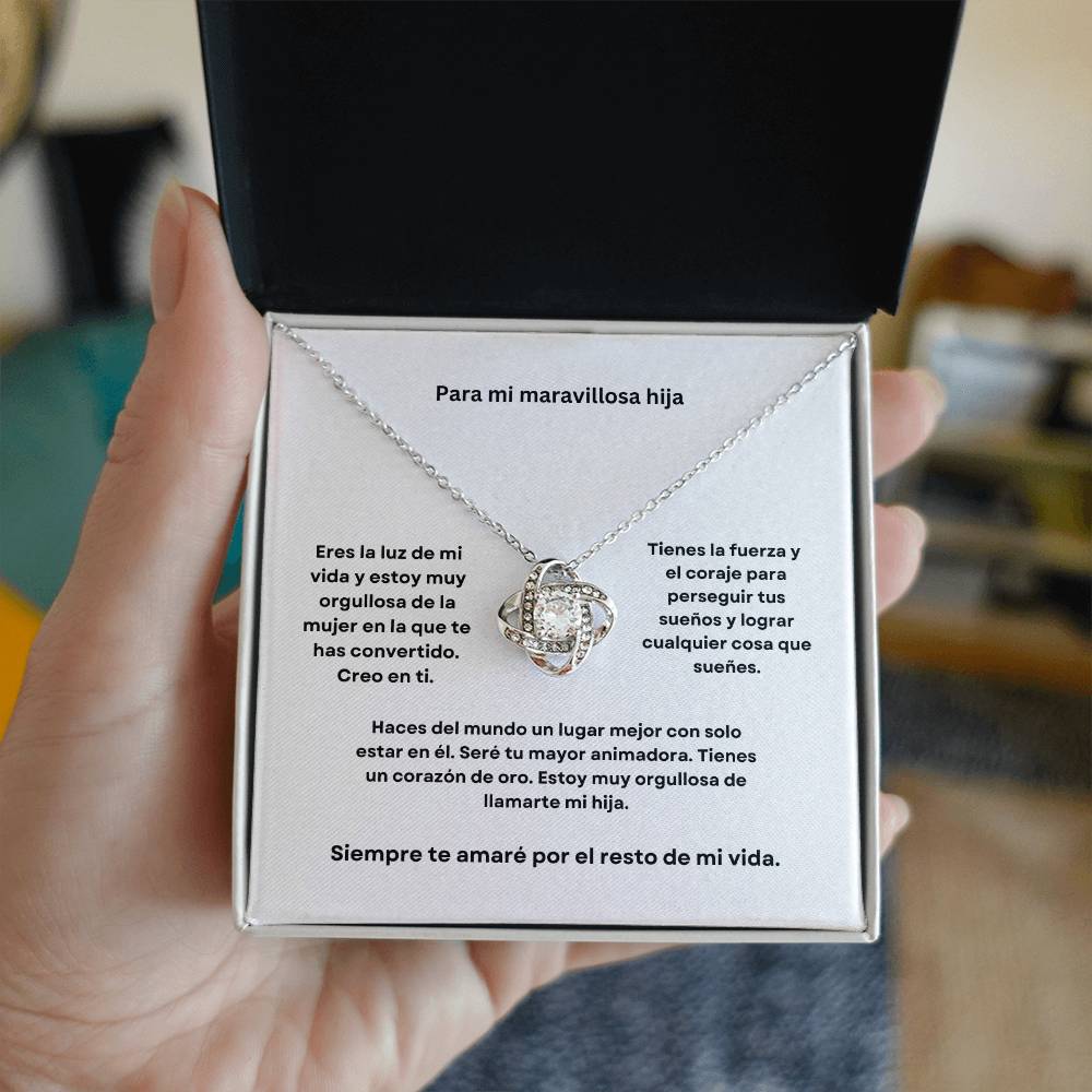 Spanish To My Amazing Daughter Love Knot Necklace