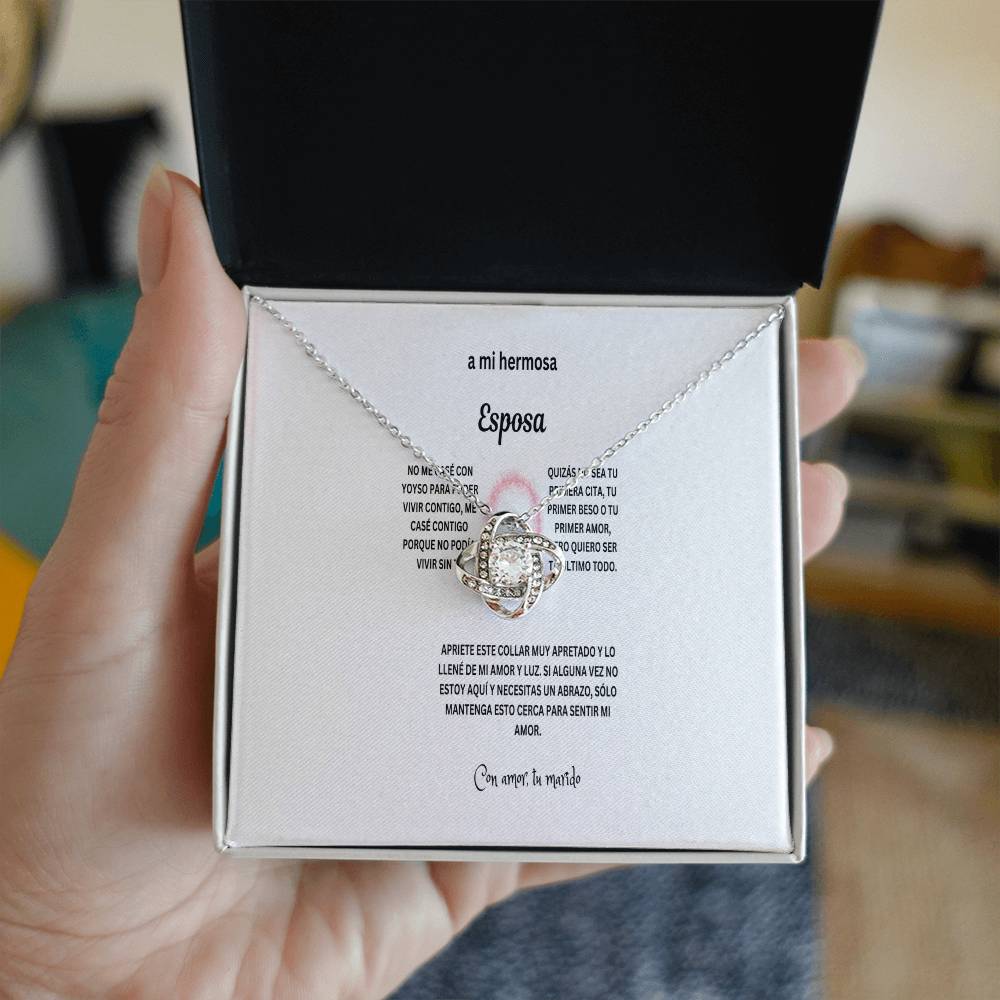 To my beautiful wife in Spanish with Love knot necklace