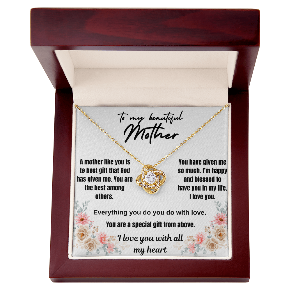 To my beautiful mother Love knot necklace