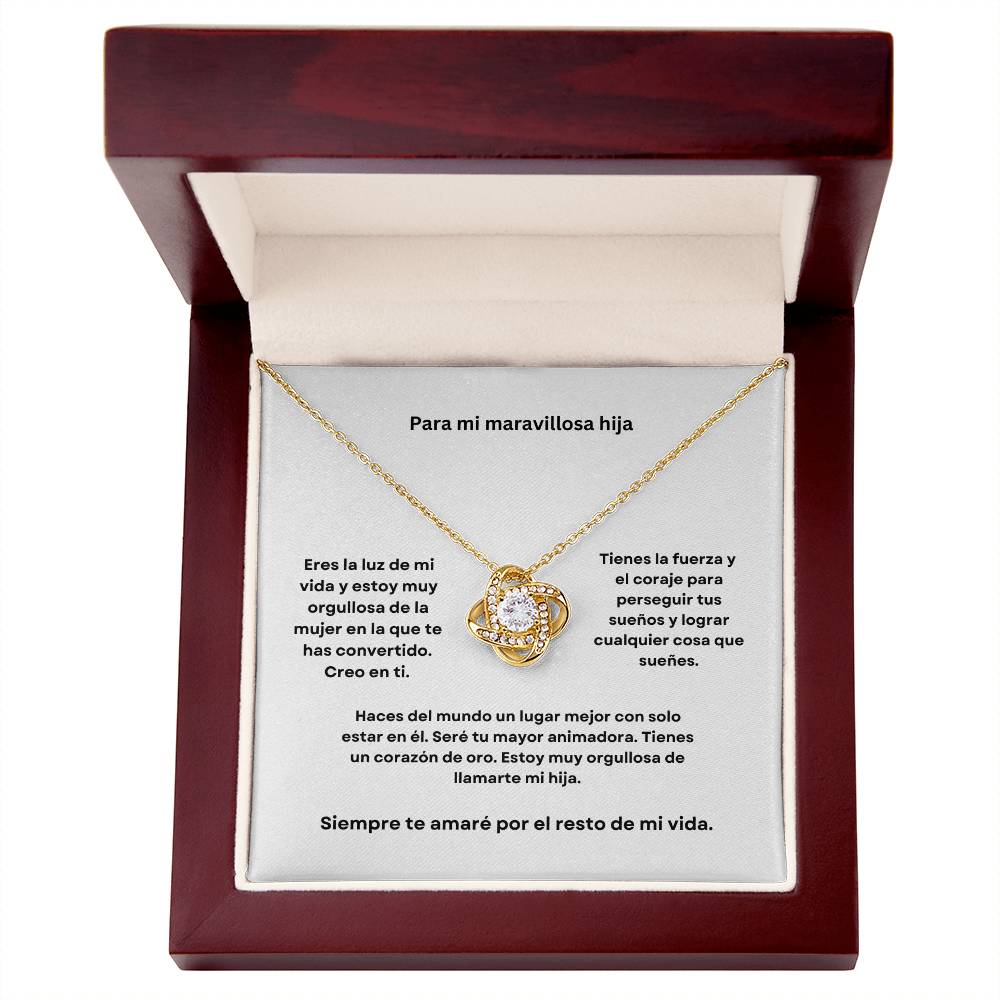 Spanish To My Amazing Daughter Love Knot Necklace