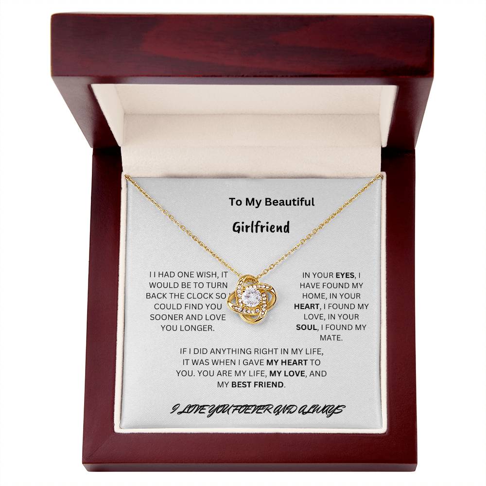 To My Beautiful Girlfriend Love Knot Necklace