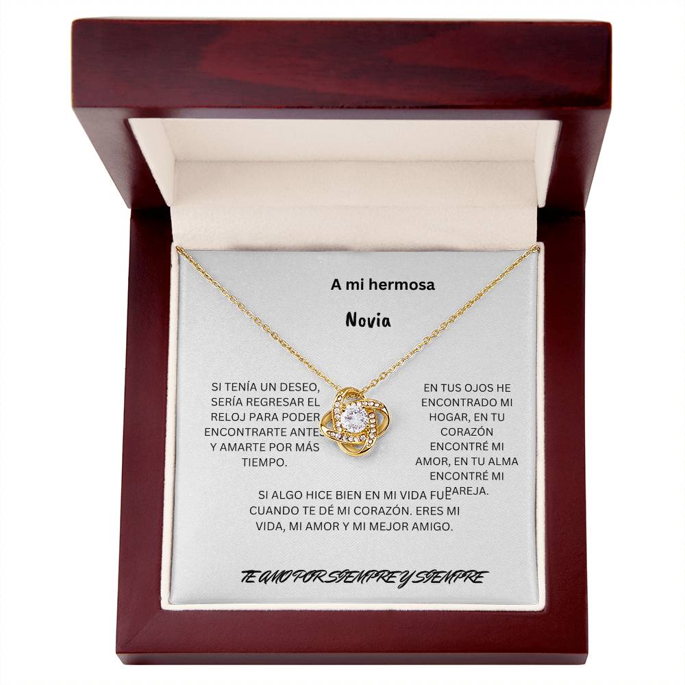 Spanish To My Beautiful Girlfriend Love Knot Necklace