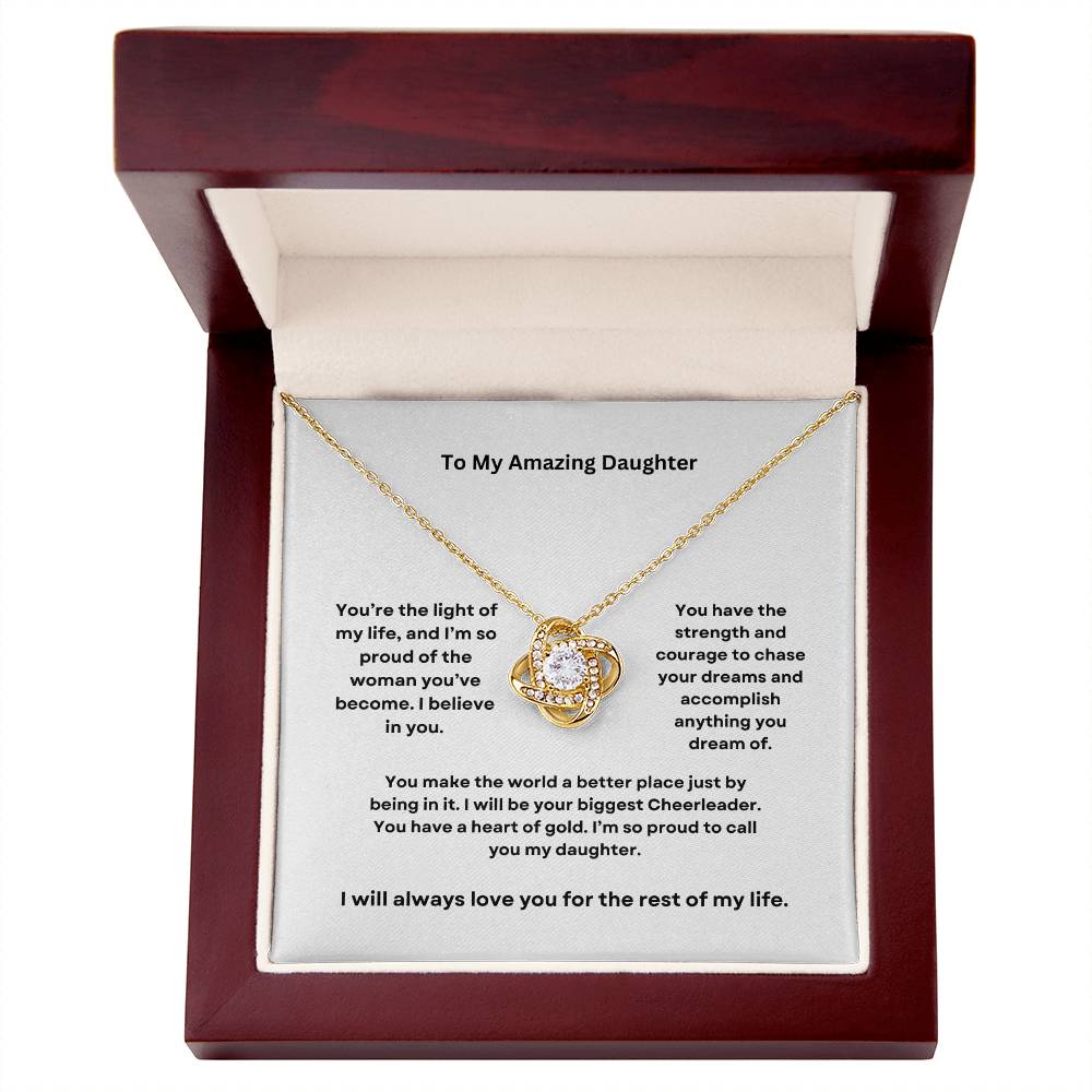 To My Amazing Daughter Love Knot Necklace
