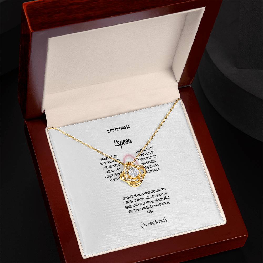 To my beautiful wife in Spanish with Love knot necklace