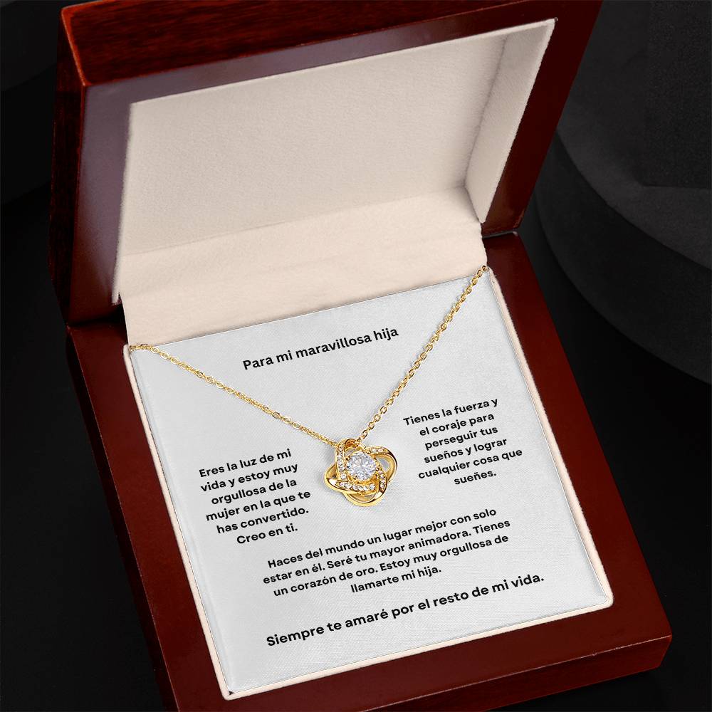 Spanish To My Amazing Daughter Love Knot Necklace