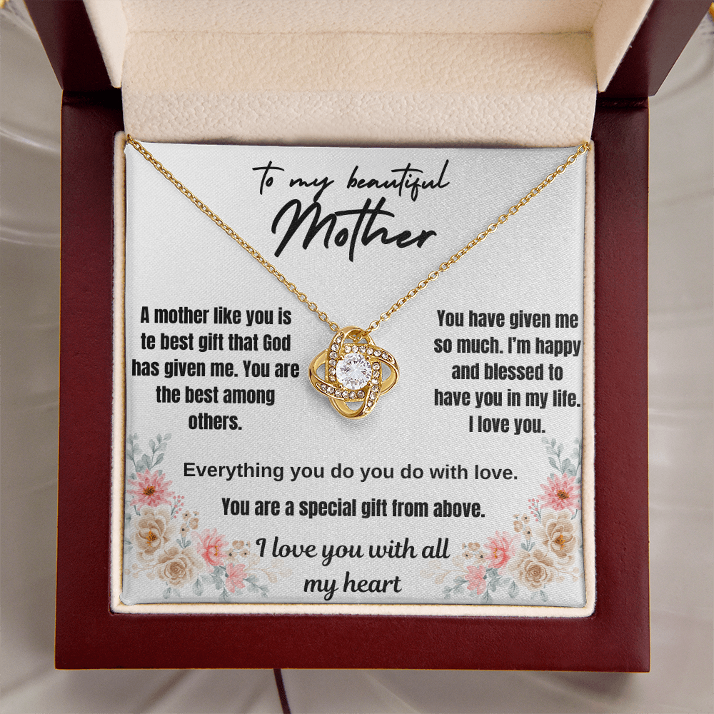 To my beautiful mother Love knot necklace