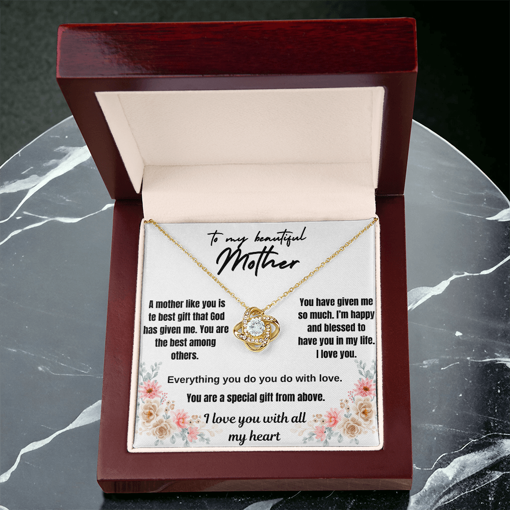 To my beautiful mother Love knot necklace