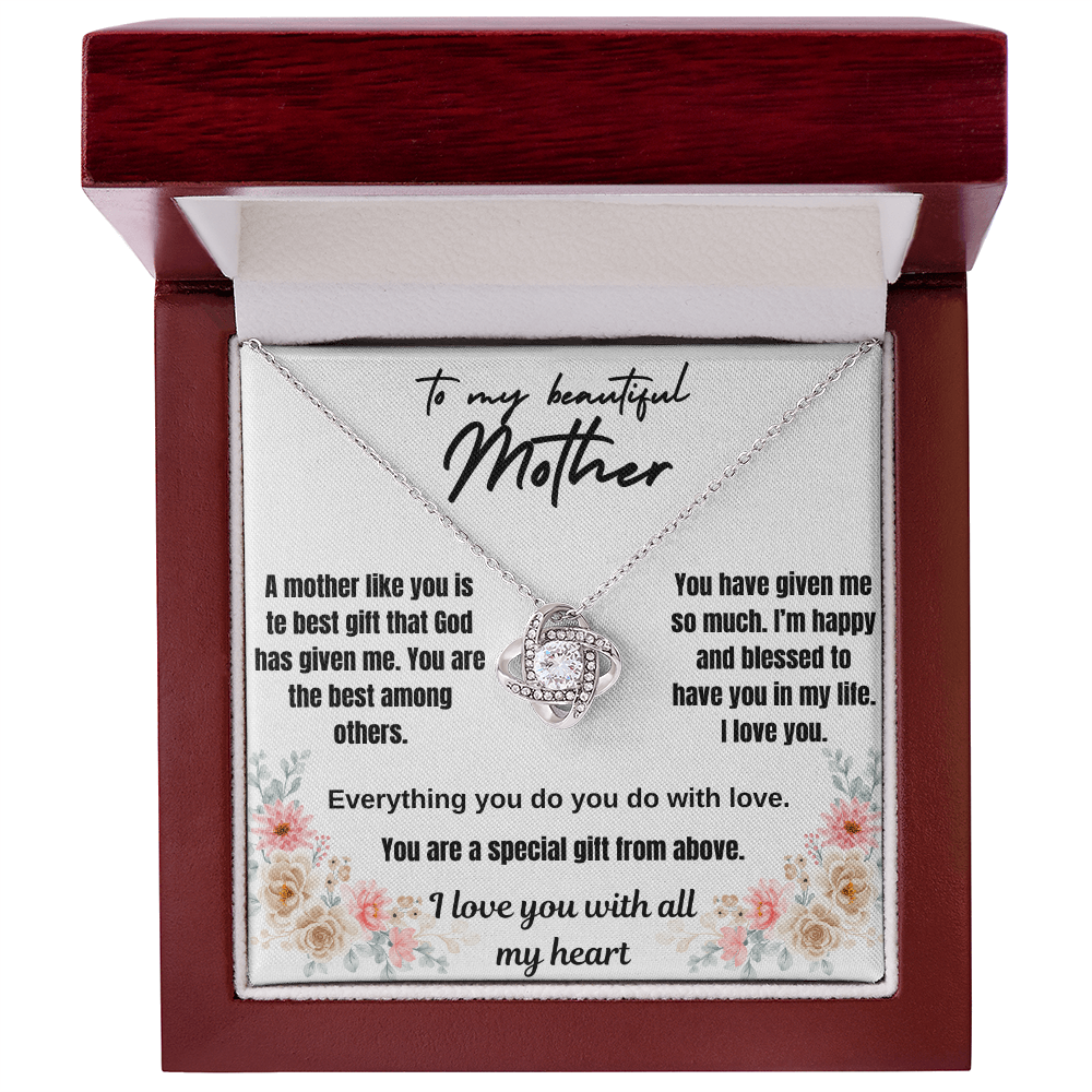 To my beautiful mother Love knot necklace