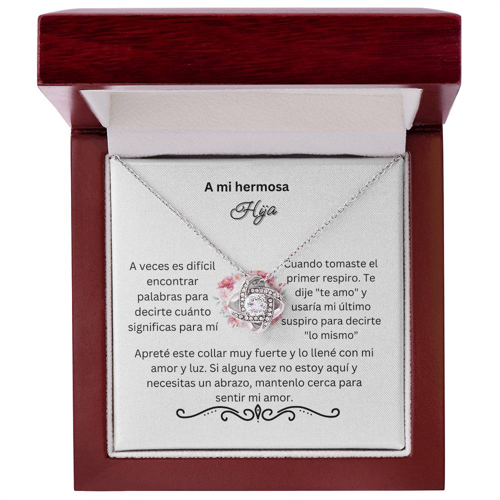 Spanish To My Beautiful Daughter Love Knot Necklace