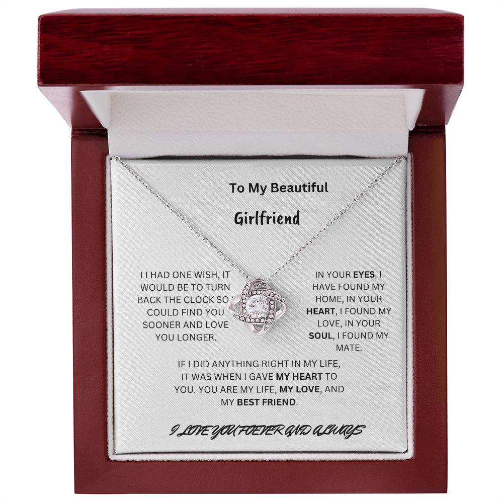 To My Beautiful Girlfriend Love Knot Necklace