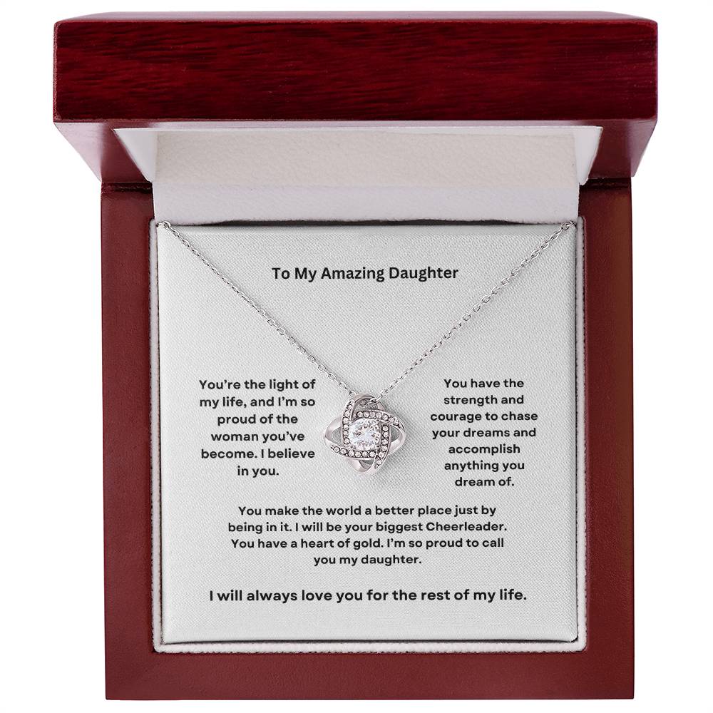 To My Amazing Daughter Love Knot Necklace