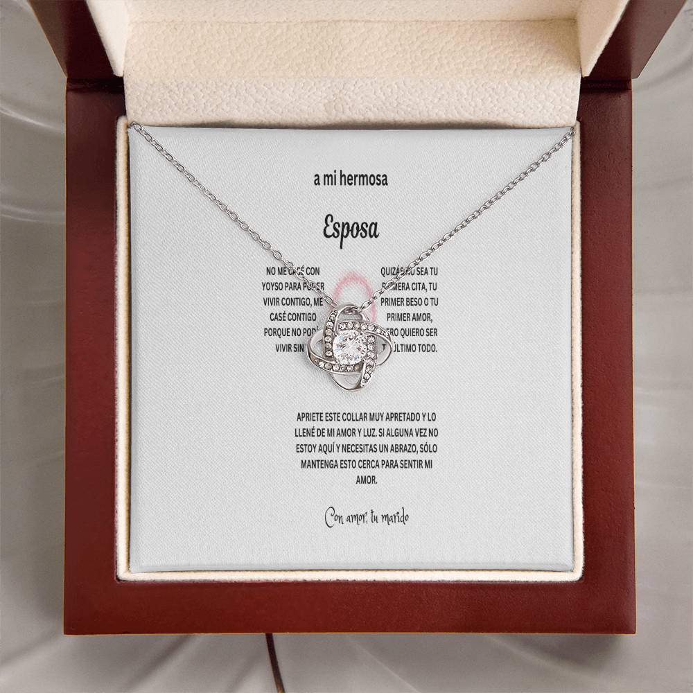 To my beautiful wife in Spanish with Love knot necklace