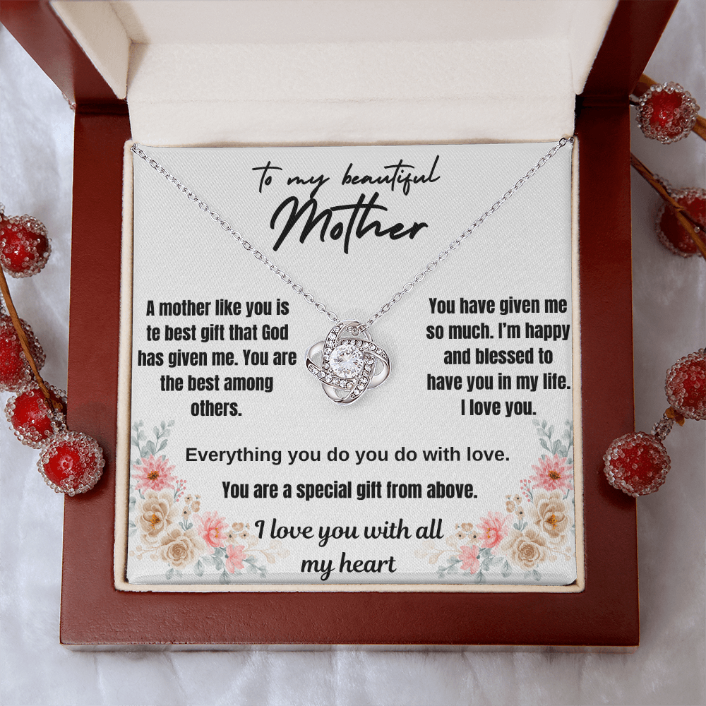 To my beautiful mother Love knot necklace