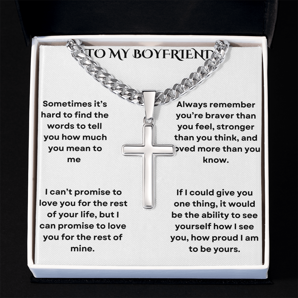 To My Boyfriend Cross Necklace