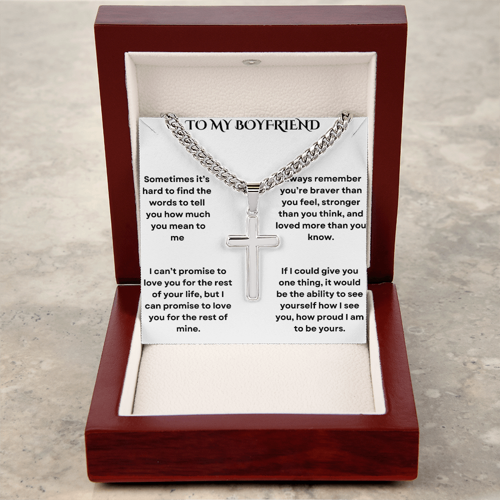 To My Boyfriend Cross Necklace