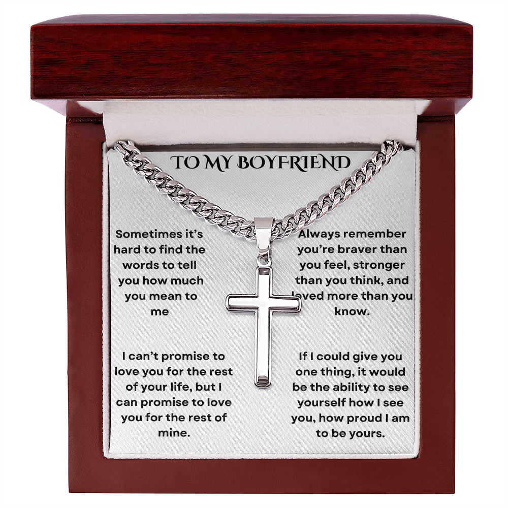 To My Boyfriend Cross Necklace