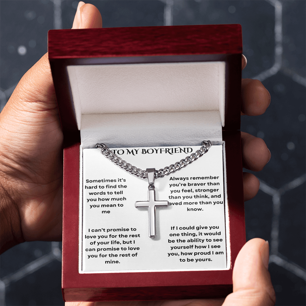 To My Boyfriend Cross Necklace