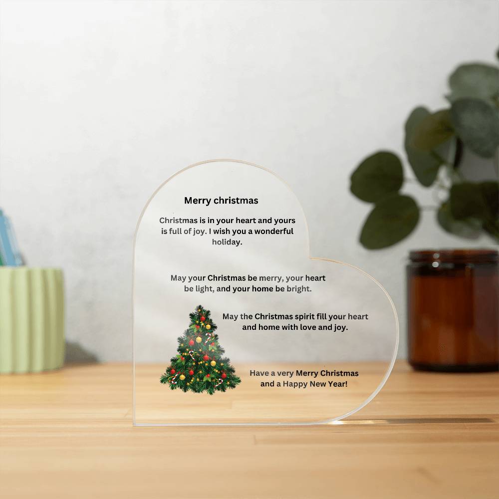 Acrylic Merry Christmas Heart Plaque
